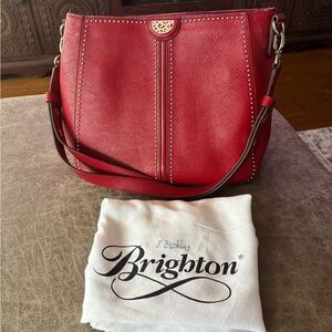 Brighton Pretty Tough Nikki convertible shoulder bag in red studded leather